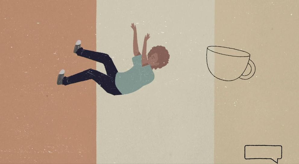 Illustration of a young person falling