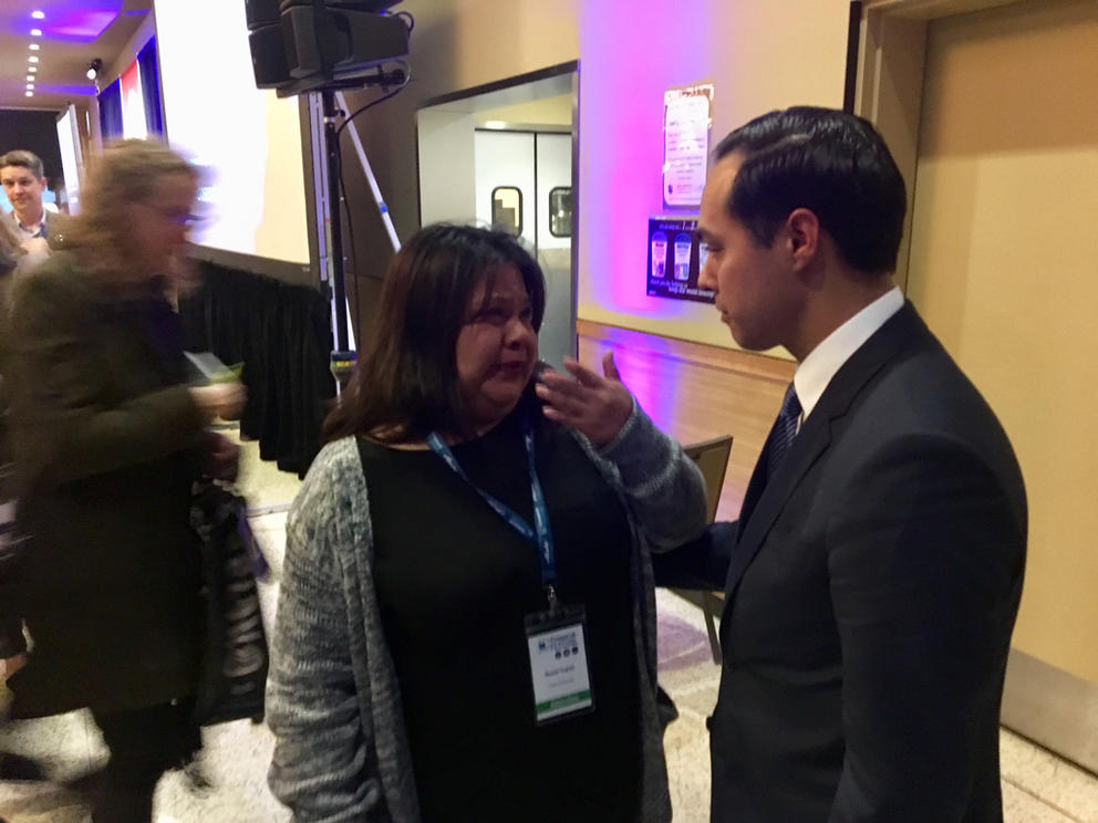 Rocio Lopez drove from Skagit Valley to the inaugural Crosscut Festival in Seattle to meet Julián Castro and tell him the story of her mother's death