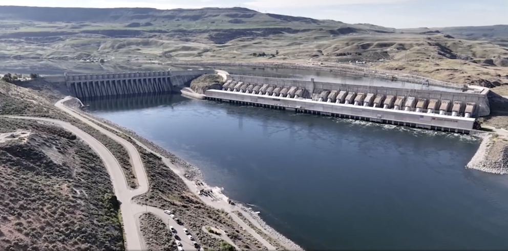 Aerial view of a dam