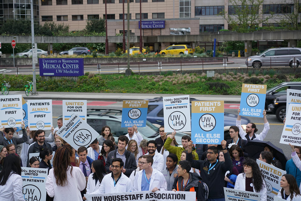 UW medical residents protesting