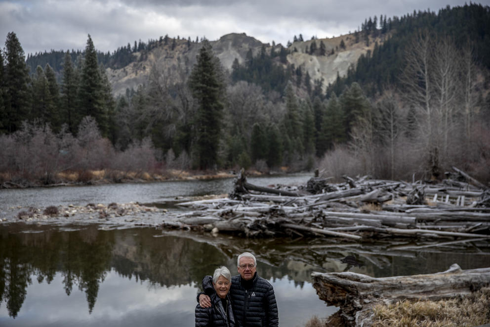 Stan and Mary Morgan outside of their home in Plain, Washington.