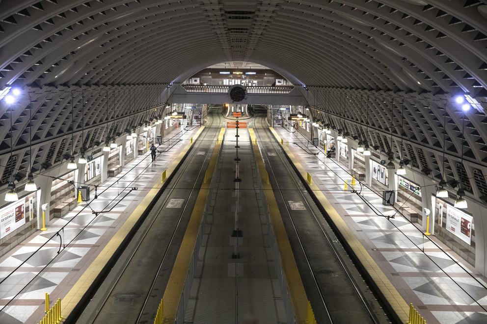 empty light rail station