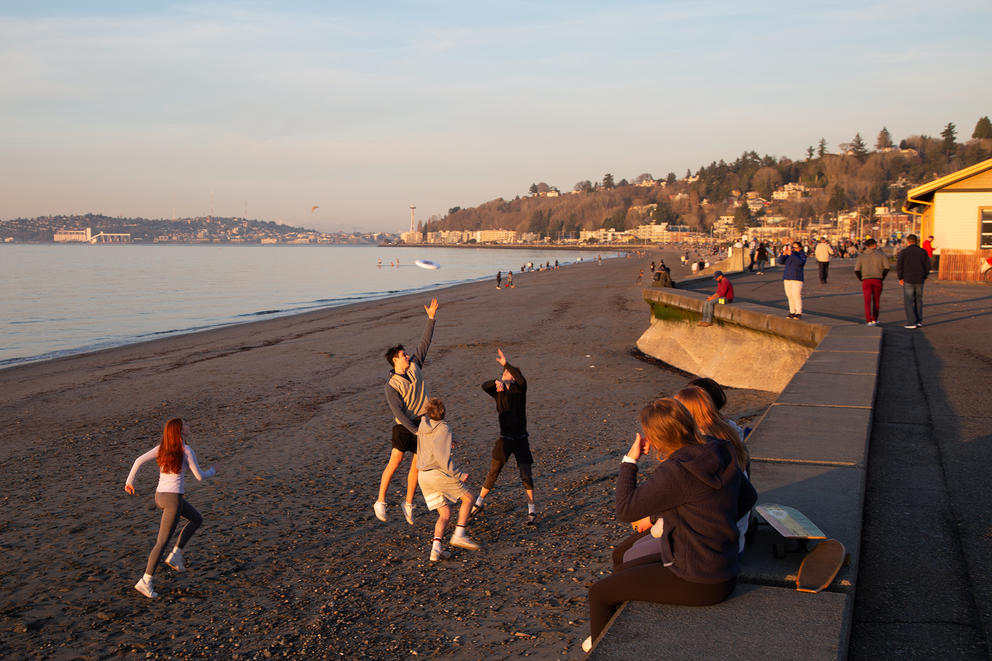 A crowded scene on Alki Beach