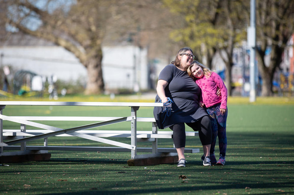 Sacha Davis hugs her daughter