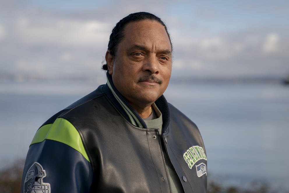 Elmer Dixon poses for a portrait in Manchester, Washington