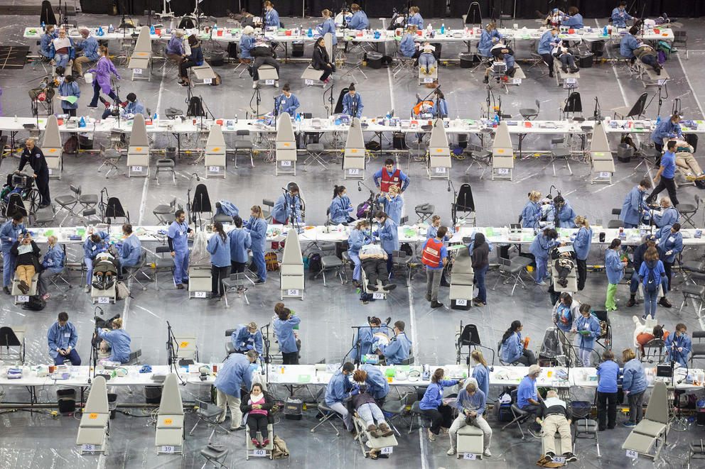 people at a health clinic at Seattle Center