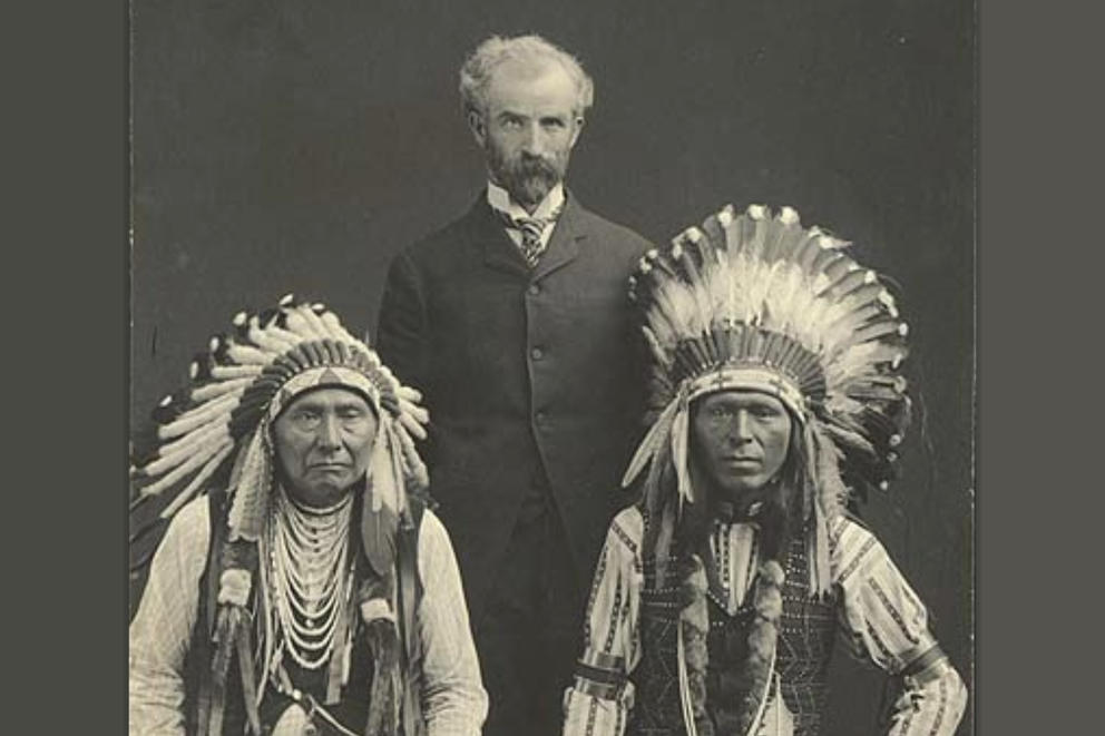 Photo of Chief Joseph, Red Thunder and Edmond Meany.