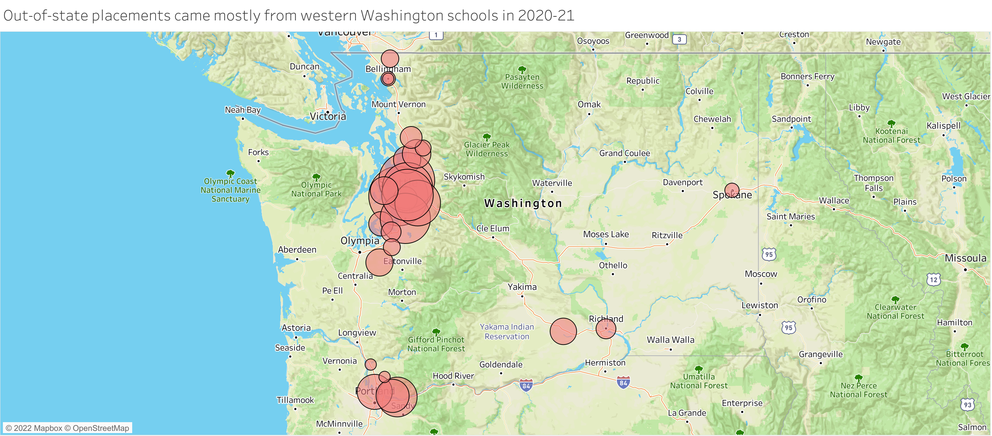 map showing out of district placements