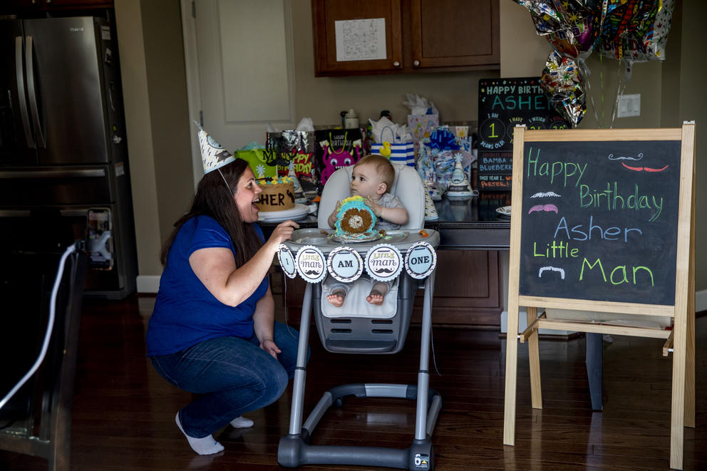 Jennifer laughs with her son Asher