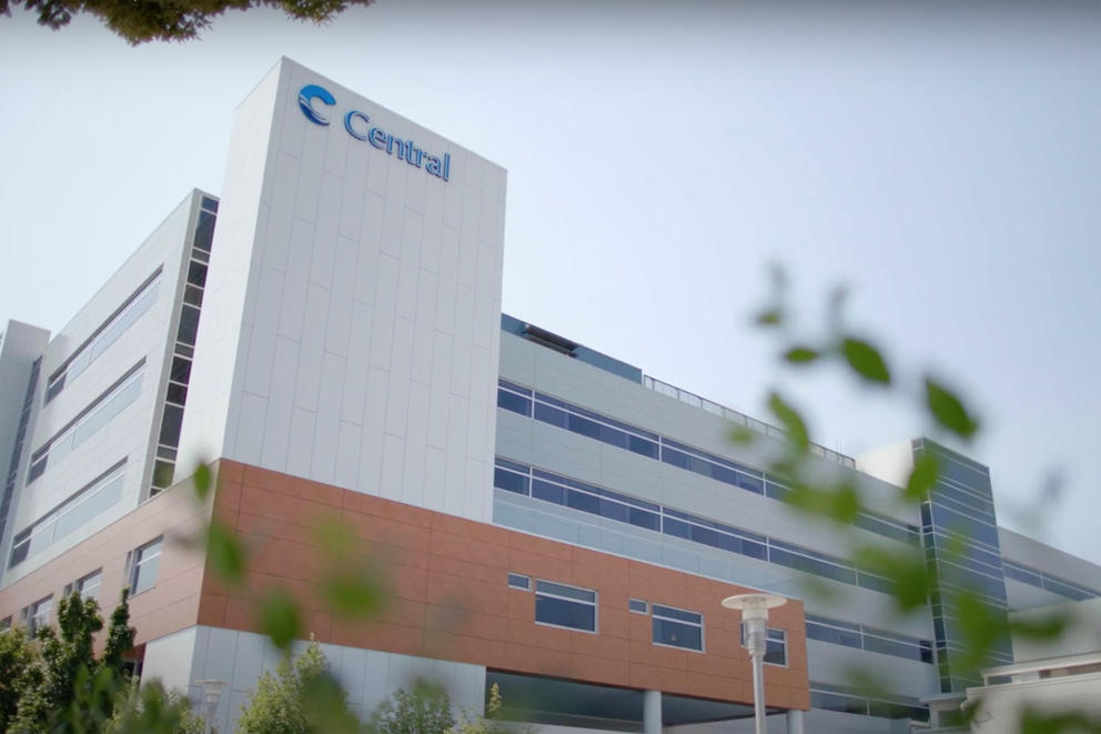 An exterior shot from a ground level of Central Washington Hospital