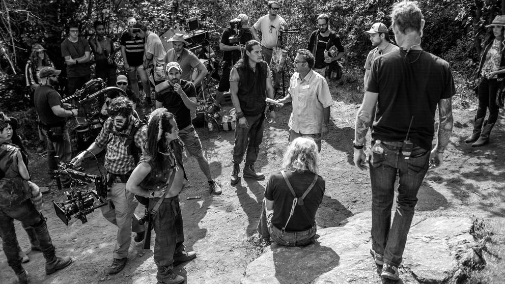 Cast and crew on the set of Z Nation.