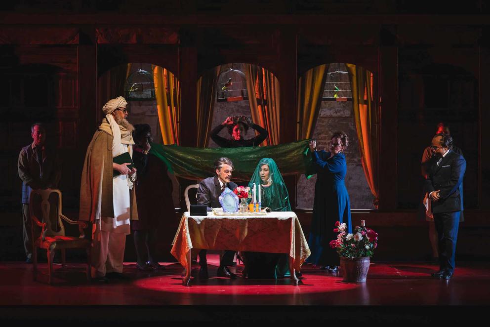 a stage set depicting an afghan wedding