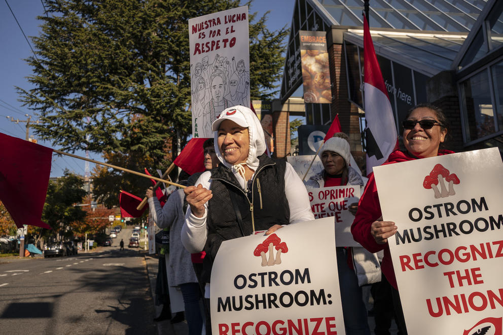 Demonstrators at Seattle farmworker rally 