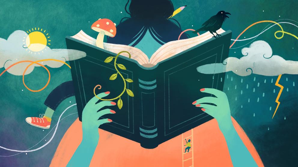 illustration of a person reading