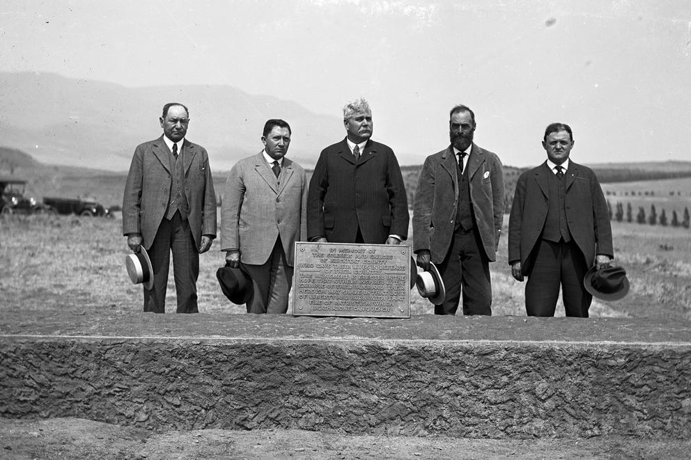 Sam Hill at the dedication of his war memorial.