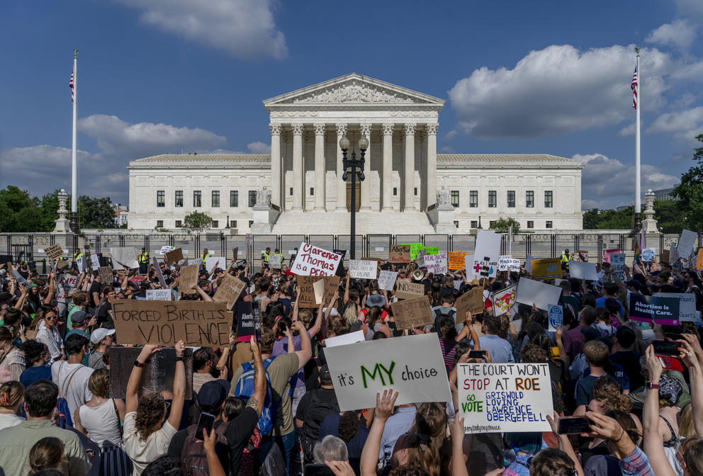 Protesters outside the Supreme Court