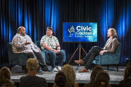 Two guests and an interview on stage