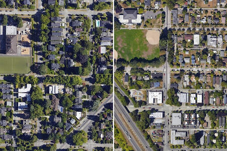 Birds eye views of two tracts of land in Washington State