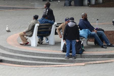 A scene near the Downtown Emergency Service Center in Seattle on the evening of Thursday, May 3 (Photo by Matt M. McKnight/Crosscut)