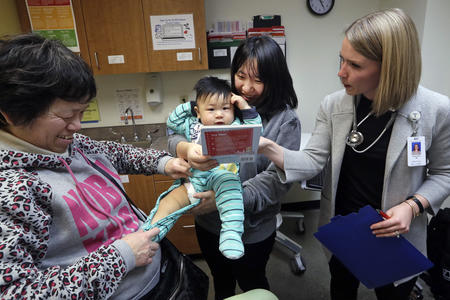 A baby gets vaccinated