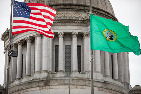 A picture of the Capitol building in Olympia.