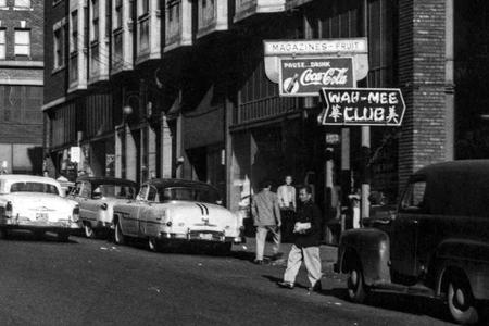 Street scene outside the ‘Wah-Mee Club.’