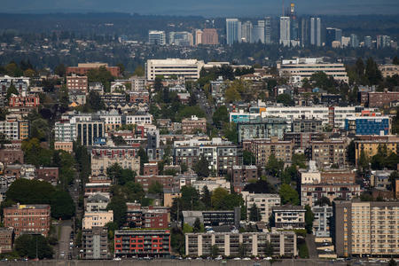 A picture of Seattle as seen from the Space Needle.