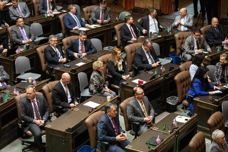 Legislators at work in the Washington State Capitol